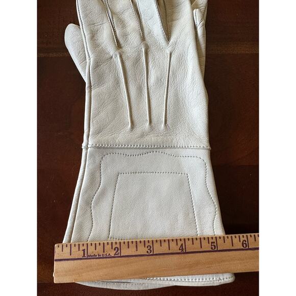 WHITE Leather Gauntlet Gloves Size Medium military Civil War, ivory Steampunk - Picture 6 of 11